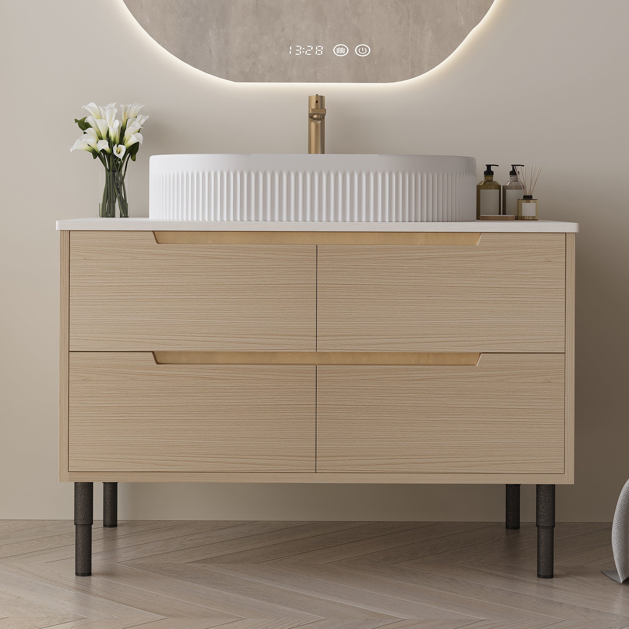 36 Inch Bathroom Vanity with Ceramic Integrated Sink & Soft-Close Drawers