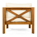 Outdoor Acacia Wood Club Wooden Armchair with Cushions (Set of 2)
