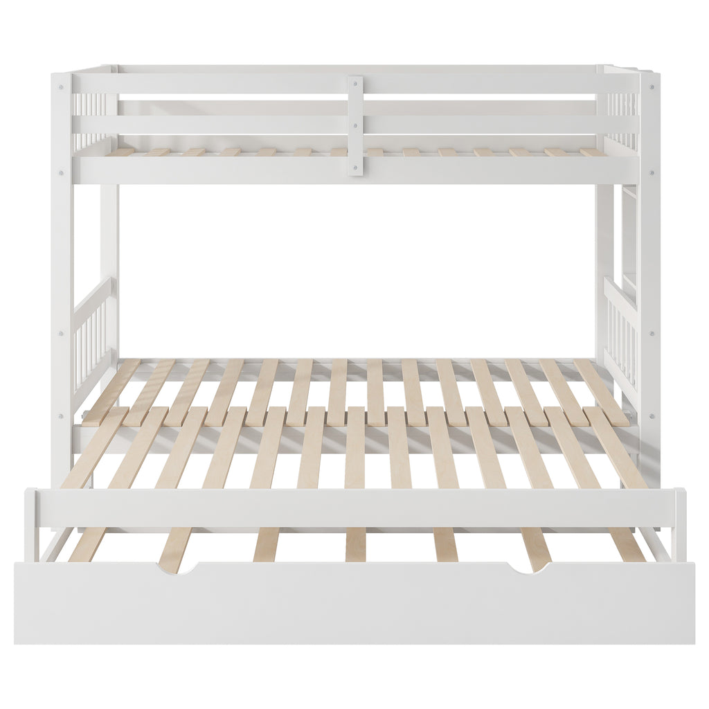 Twin Over Pull-Out Bunk Bed with Trundle, White