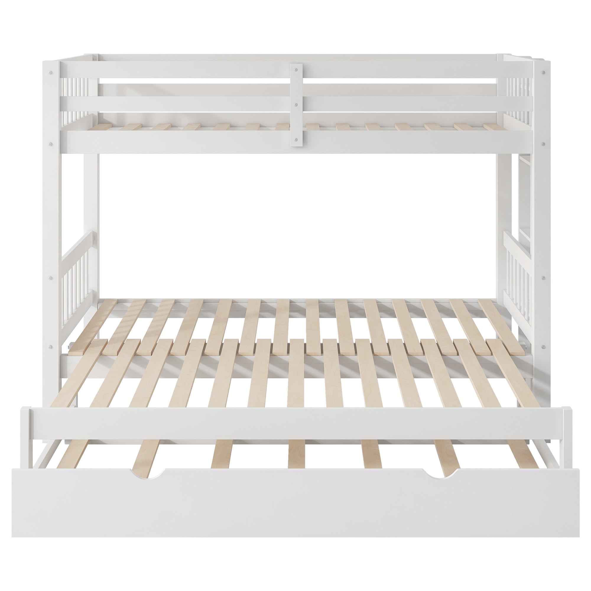 Twin Over Pull-Out Bunk Bed with Trundle, White