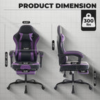 Gaming Chair with Footrest and Massage Lumbar Support