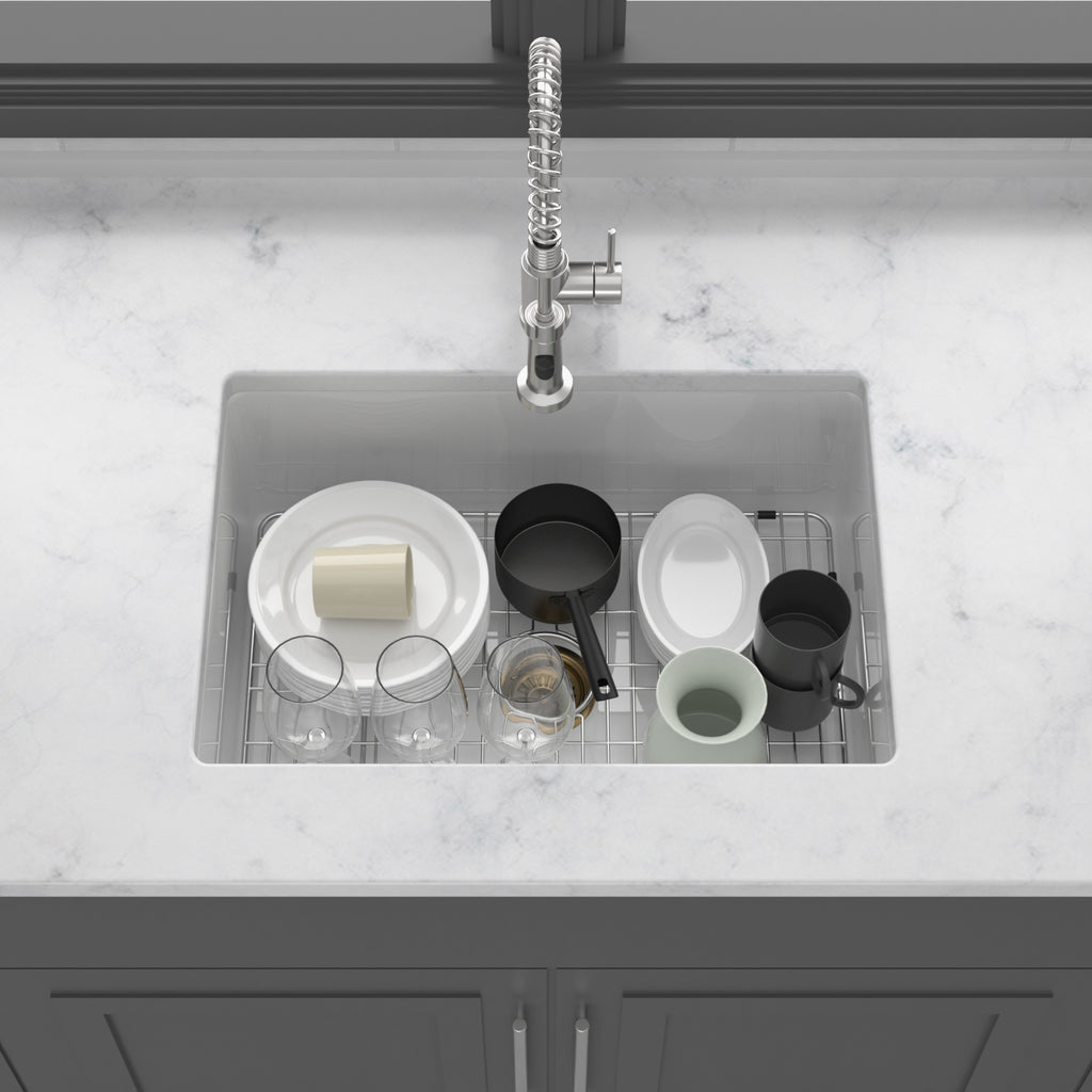 27"x19"x10" Undermount Single Bowl Fireclay Kitchen Sink