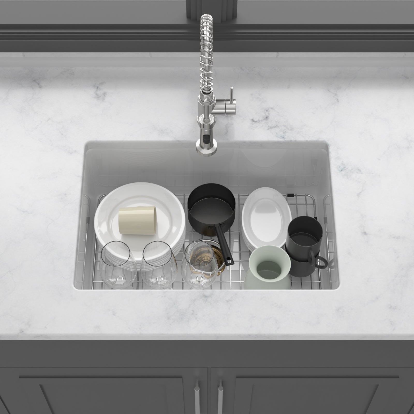 27"x19"x10" Undermount Single Bowl Fireclay Kitchen Sink