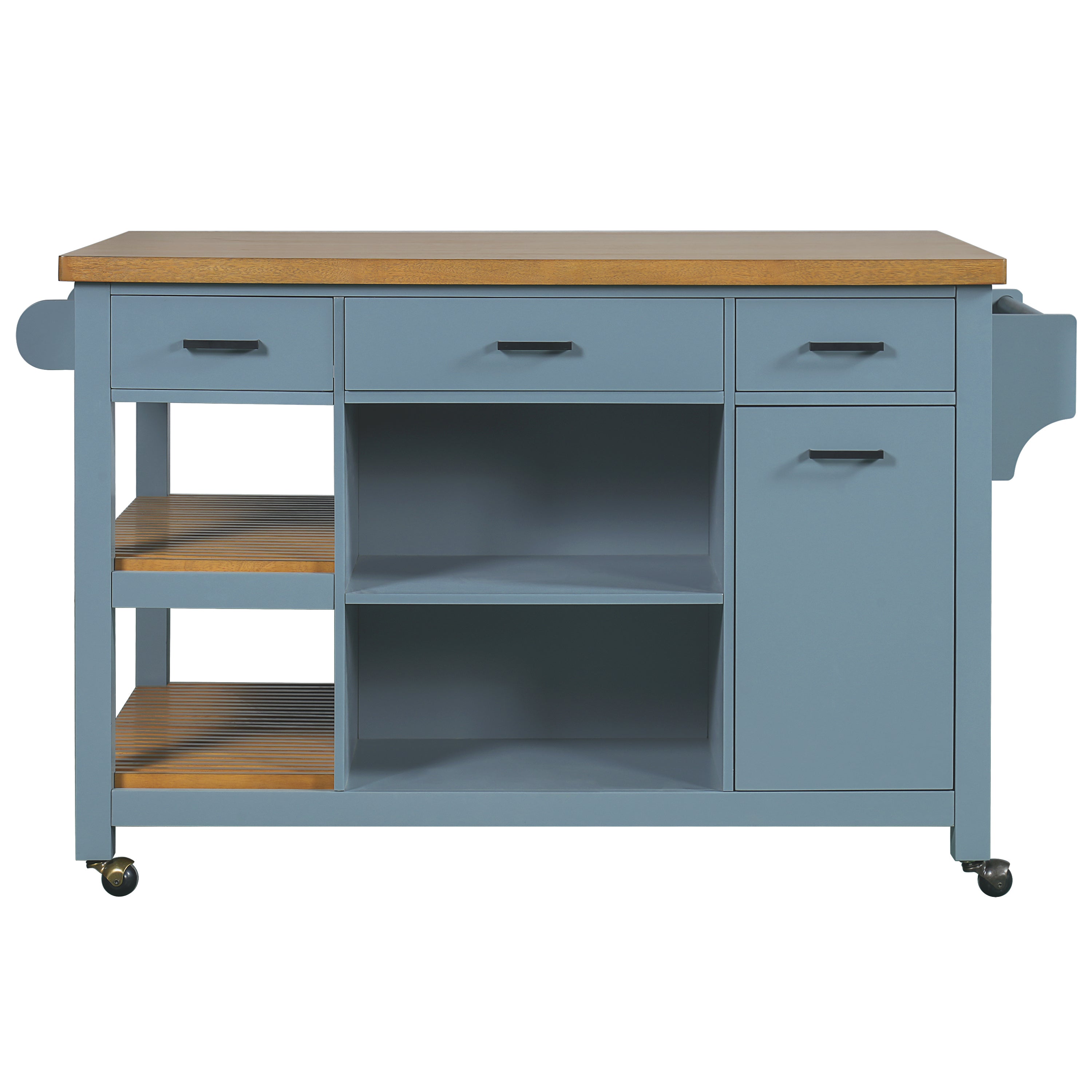 52" Kitchen Island Cart with Rubber Wood Top