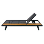 Black Iron + Teak Finish Chaise Lounge Frame