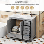 36" Gray Bathroom Vanity with Ceramic Sink