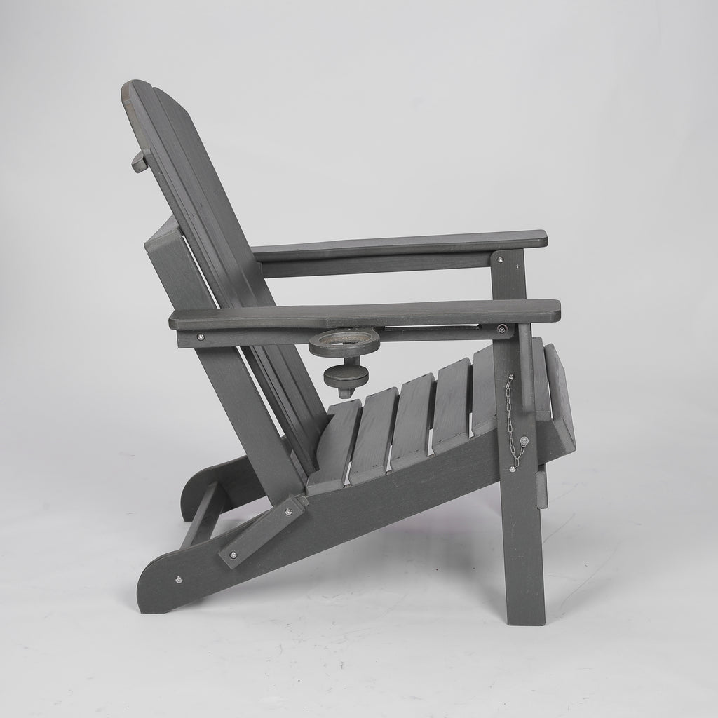 HDPE Folding Adirondack Chair with Dual Cup Holder