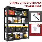 Adjustable Heavy-Duty Metal Shelving Unit – 78"H, 5-Tier