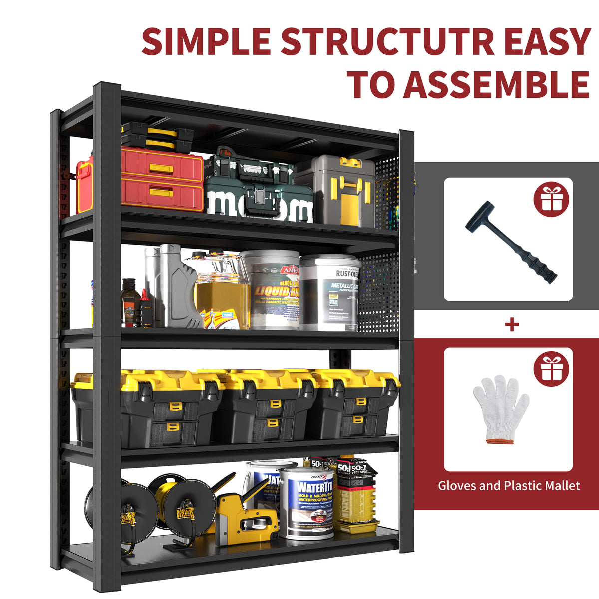 Adjustable Heavy-Duty Metal Shelving Unit – 78"H, 5-Tier