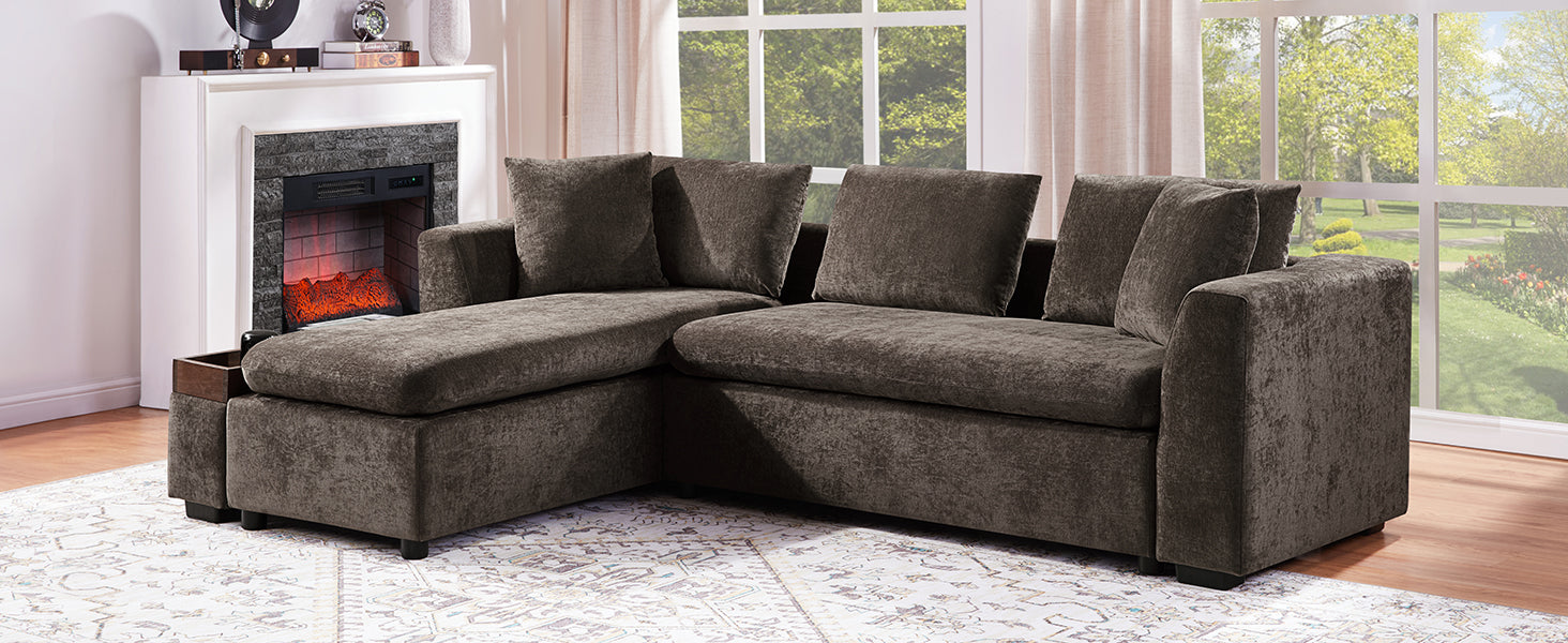 L-Shaped Upholstered Sectional Sofa with Storage Compartment