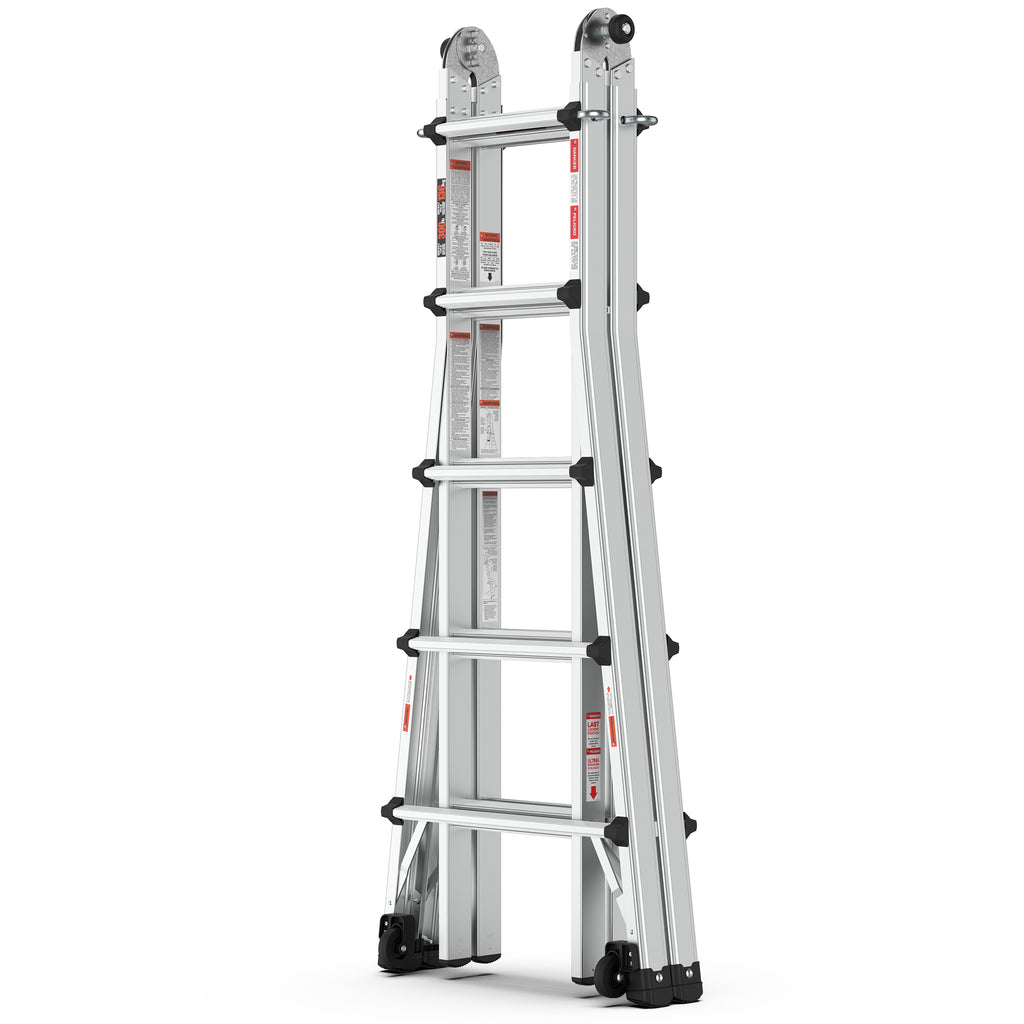 Aluminum Multi-Position Ladder with Wheels, 22 FT, 300 lbs Capacity