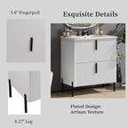 30" Bathroom Vanity with Ceramic Sink and Fluted Design