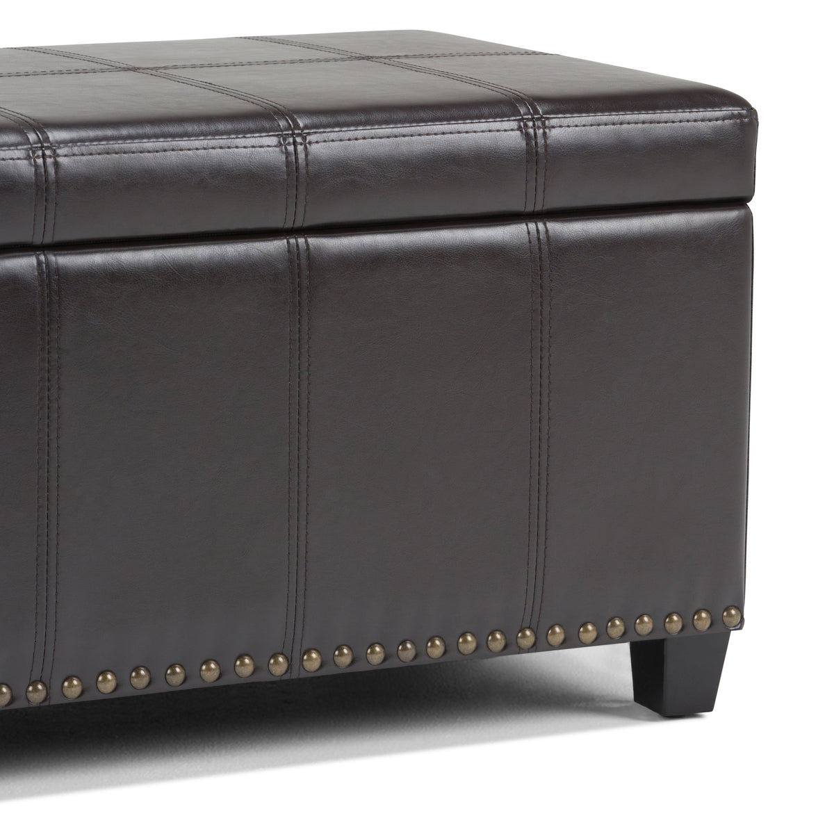 Amelia 33 Inch Wide Storage Ottoman Bench in Tanners