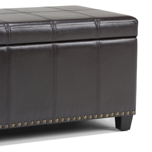 Amelia 33 Inch Wide Storage Ottoman Bench in Tanners
