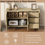 U-Style Modern Wave-Pattern Sideboard with 3 Drawers