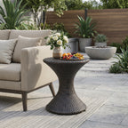 Outdoor 16-Inch Multi-Brown Wicker Hourglass Side Table
