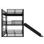 Queen Over Queen Over Queen Bunk Bed with Slide