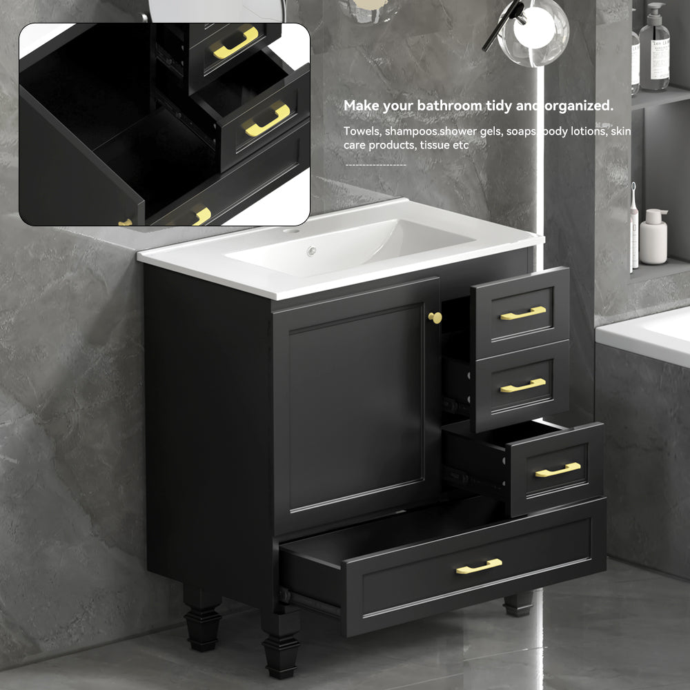 30" Black Bathroom Vanity