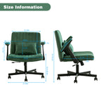 Green Velvet Criss Cross Armrest Office Chair
