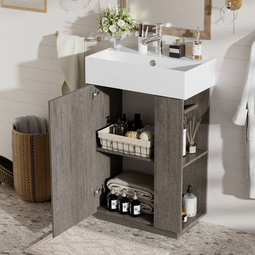 21.6" Modern Bathroom Vanity with Ceramic Sink