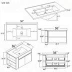 36" Floating Bathroom Vanity with Sink