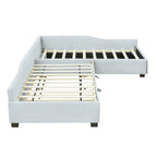 Upholstered Double Twin Size Daybed with Trundle and Drawer