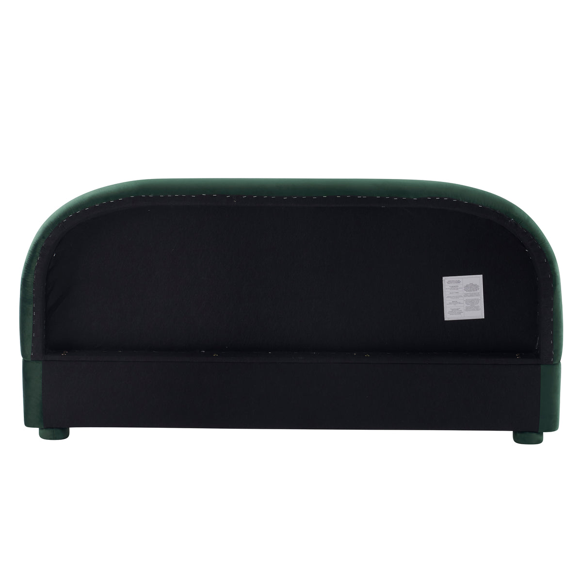 Dark Green Velvet Queen Bed with Curved Headboard