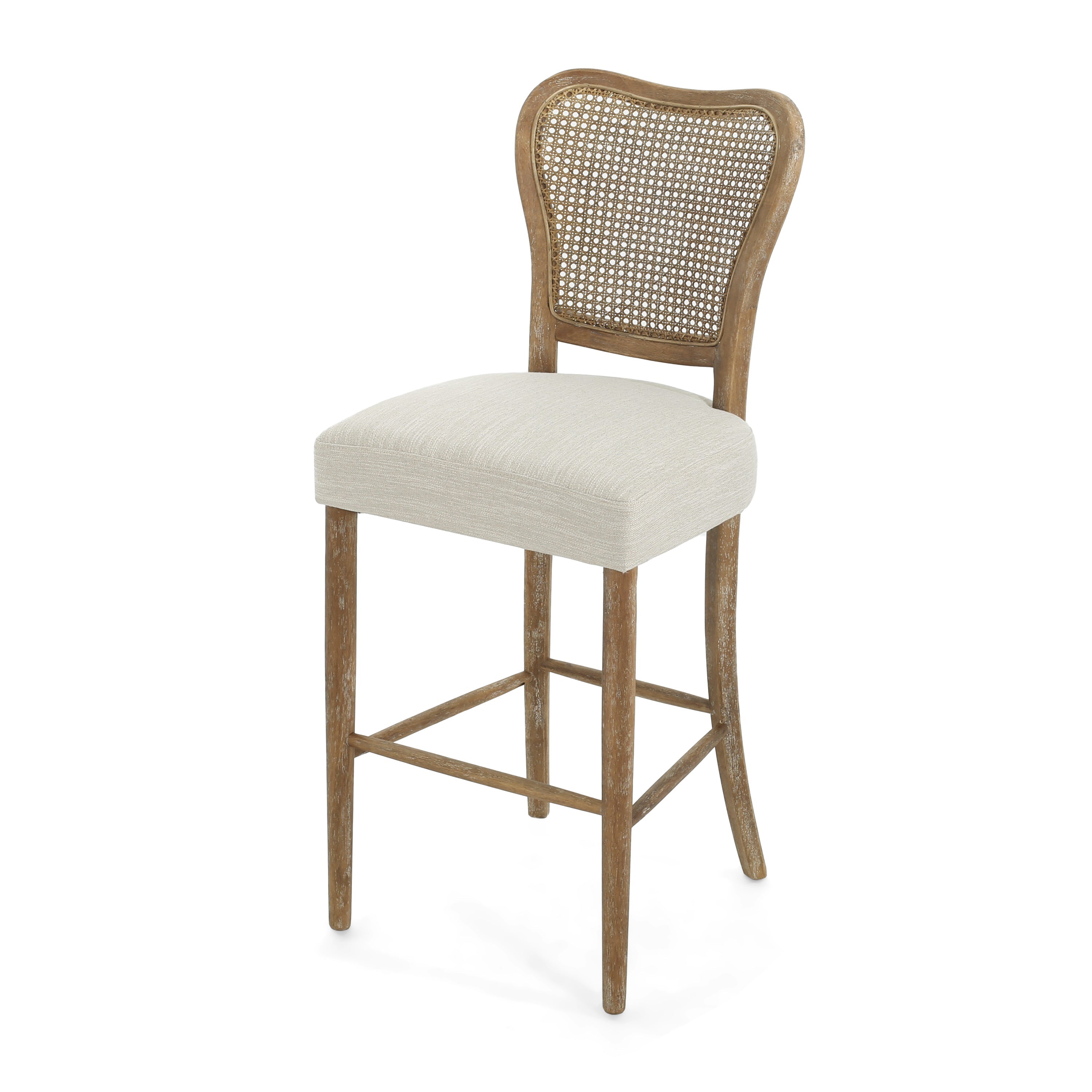 Cane-Back Upholstered Bar Stools Set of 2