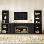3-Piece TV Stand Set with Curved Side Cabinets