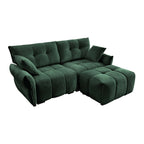 Modern Chenille Fabric 2-Seater Sofa With Ottoman