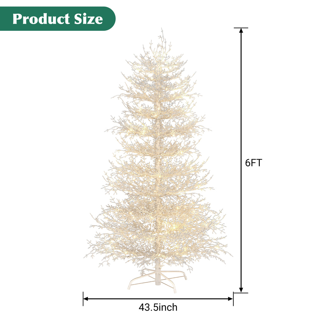 6-Foot Pre-Lit Aspen Fir Artificial Christmas Tree, White, 420 Warm Lights