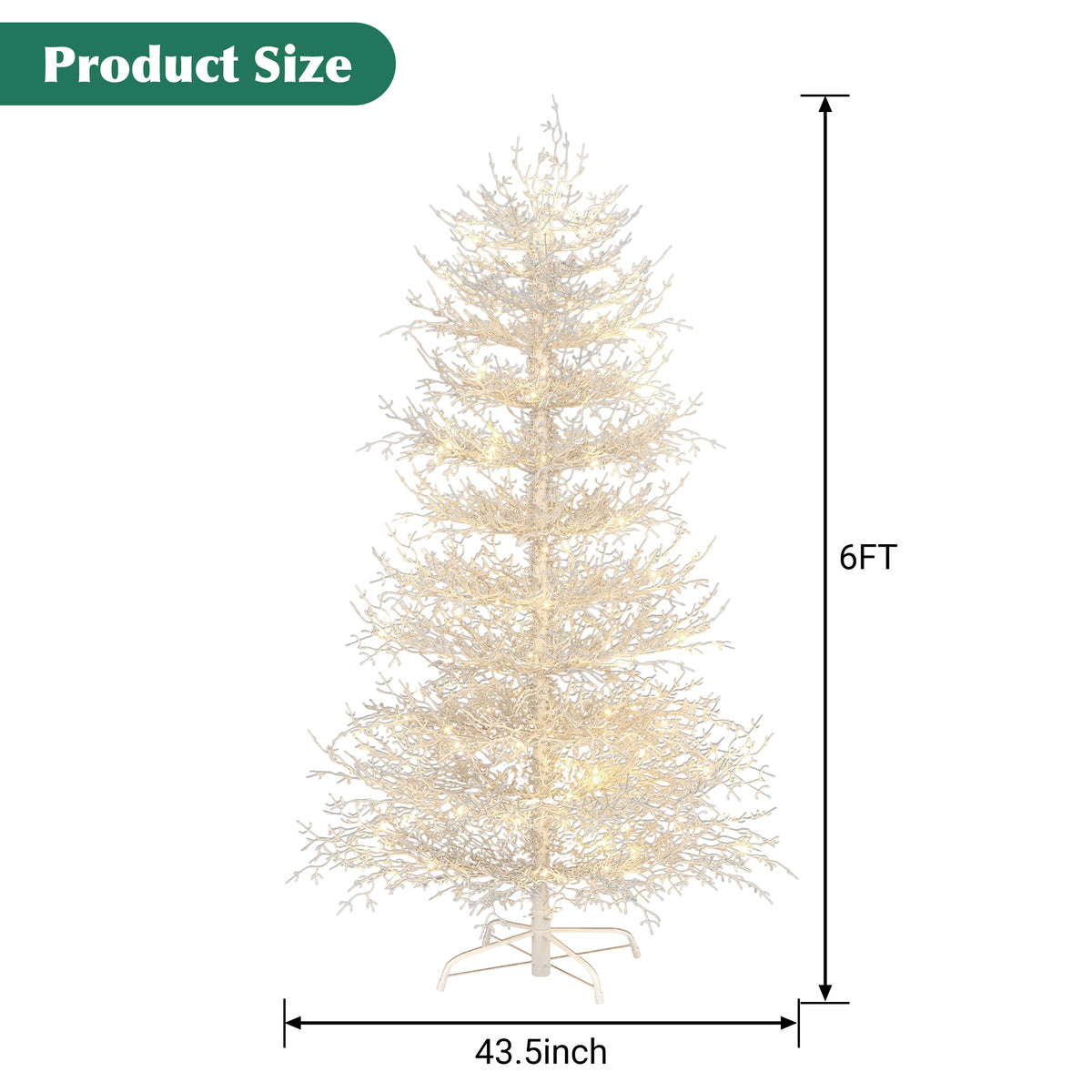 6-Foot Pre-Lit Aspen Fir Artificial Christmas Tree, White, 420 Warm Lights
