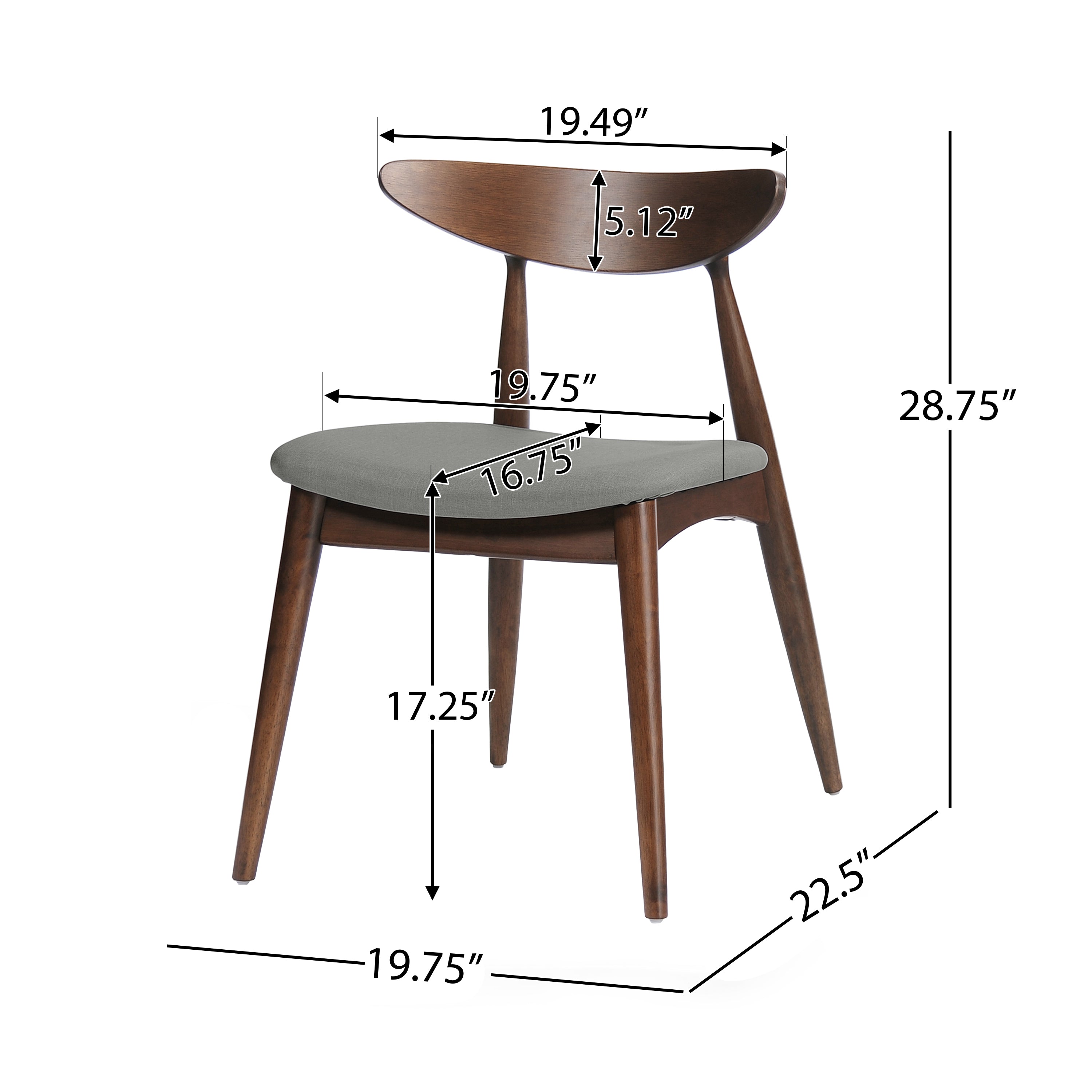 Set of 2 Retro Rubberwood Chairs with Ergonomic Back & Plush Cushions