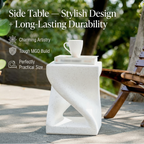 Modern Twisted-Base Terrazzo-Speckled MGO Side Table