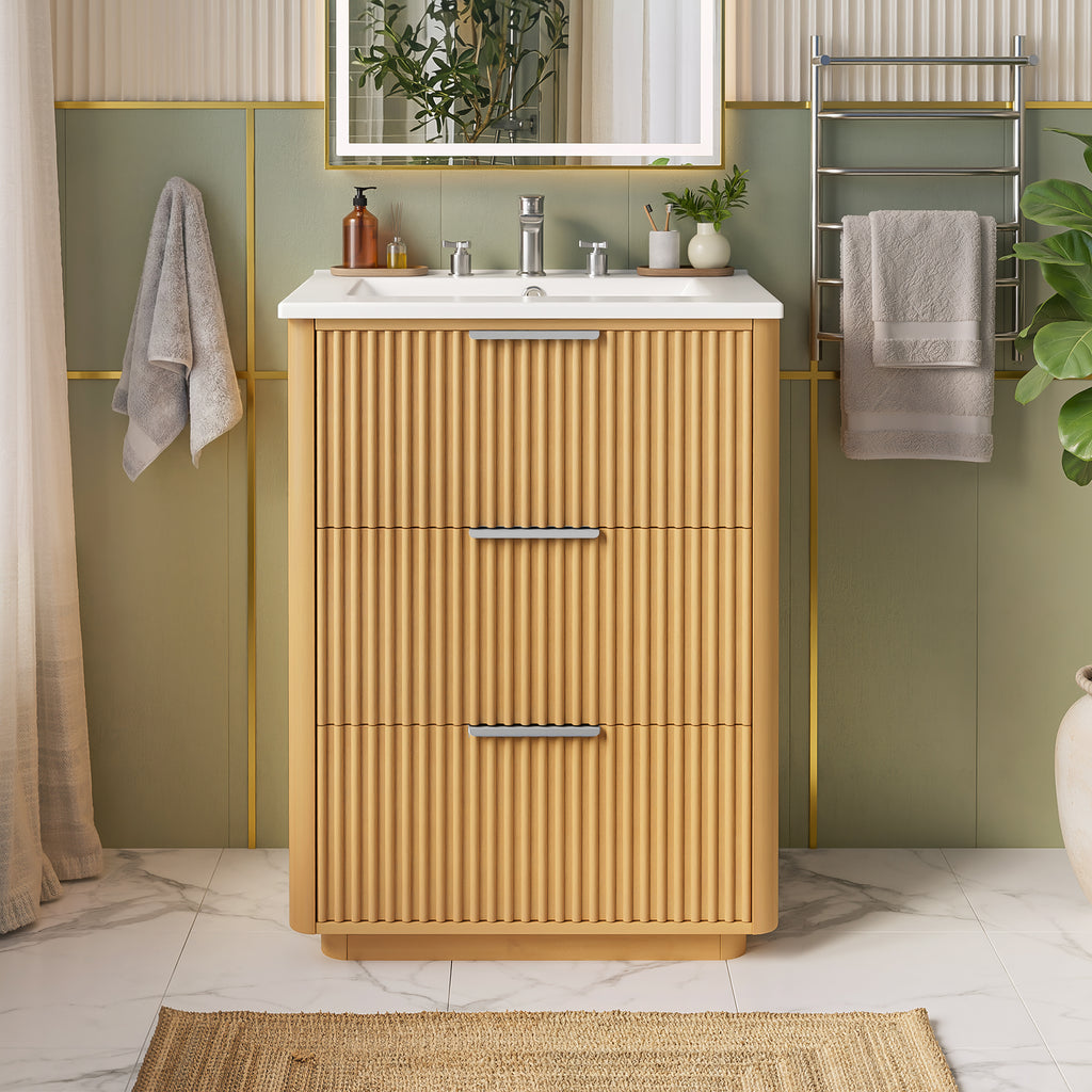 24 Inch Modern Luxury Bathroom Vanity with Ceramic Sink