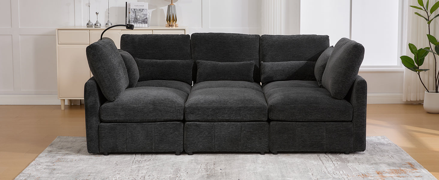 Modern Sectional Sofa with USB Ports