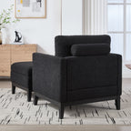 Farmhouse Performance Upholstered Wood Base Square Accent Arm Chair with Ottoman
