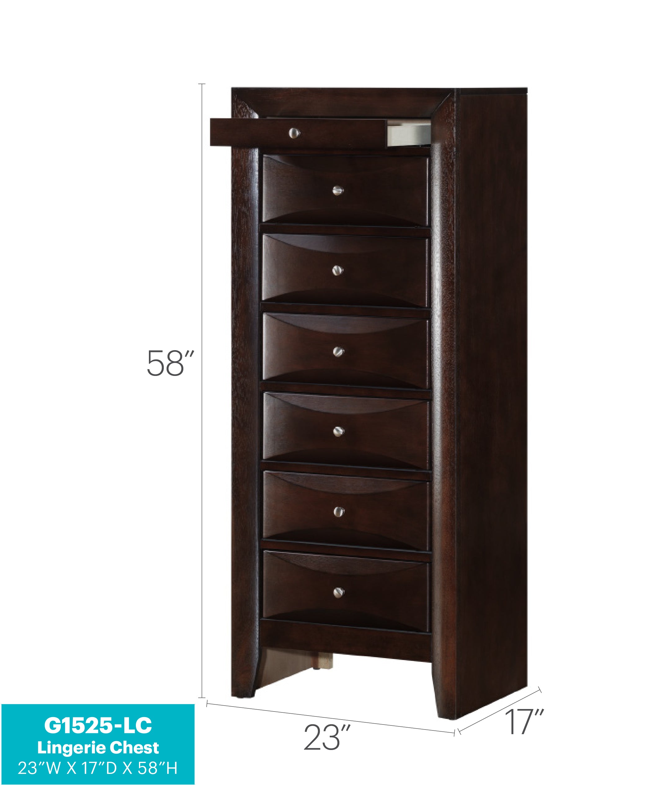 Marilla G1525-LC 7 Drawer Lingerie Chest in Cappuccino