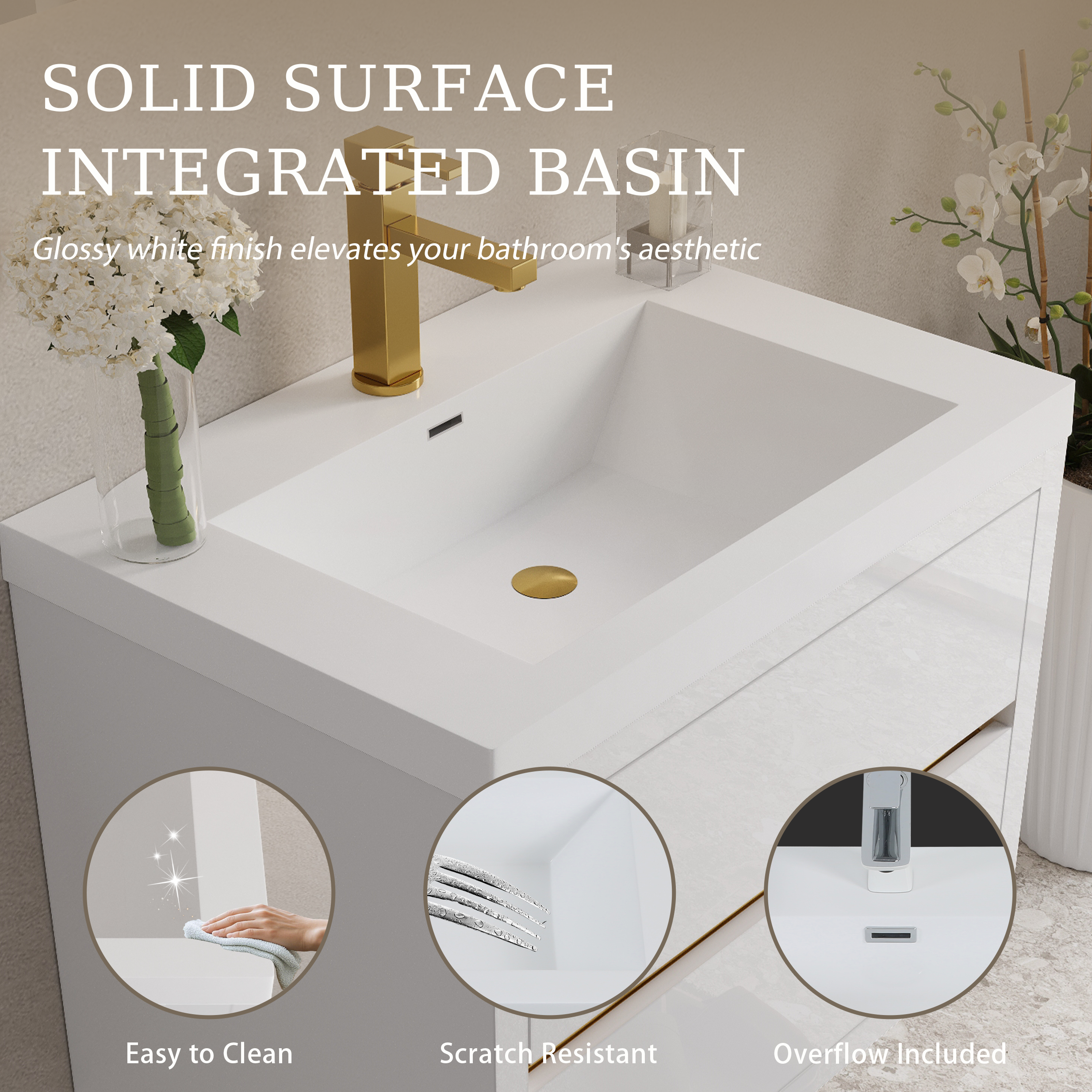 30" Wall-Mounted Bathroom Vanity with Sink