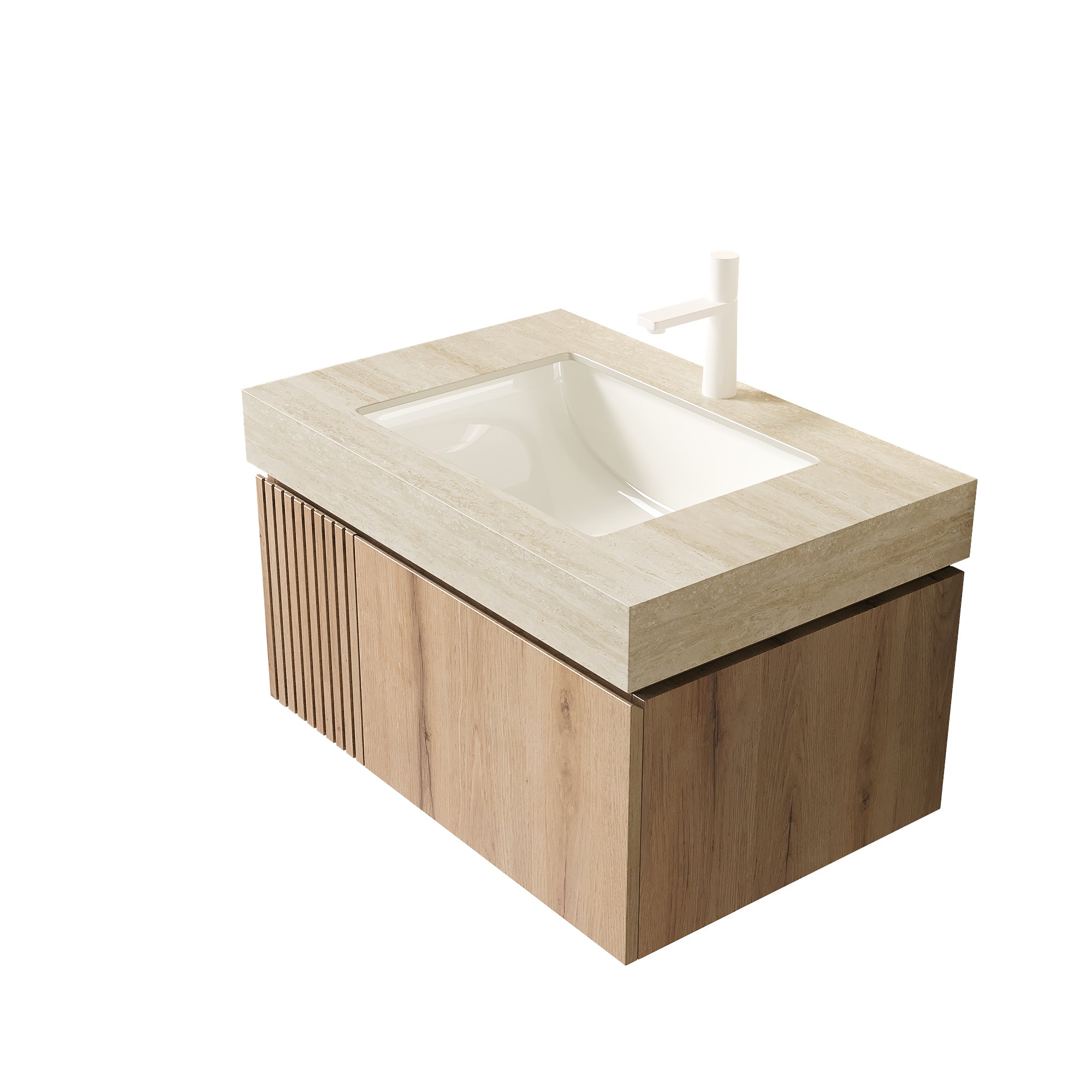 30" MURI Roma Travertine-Pattern Countertop and Undermount Ceramic Basin