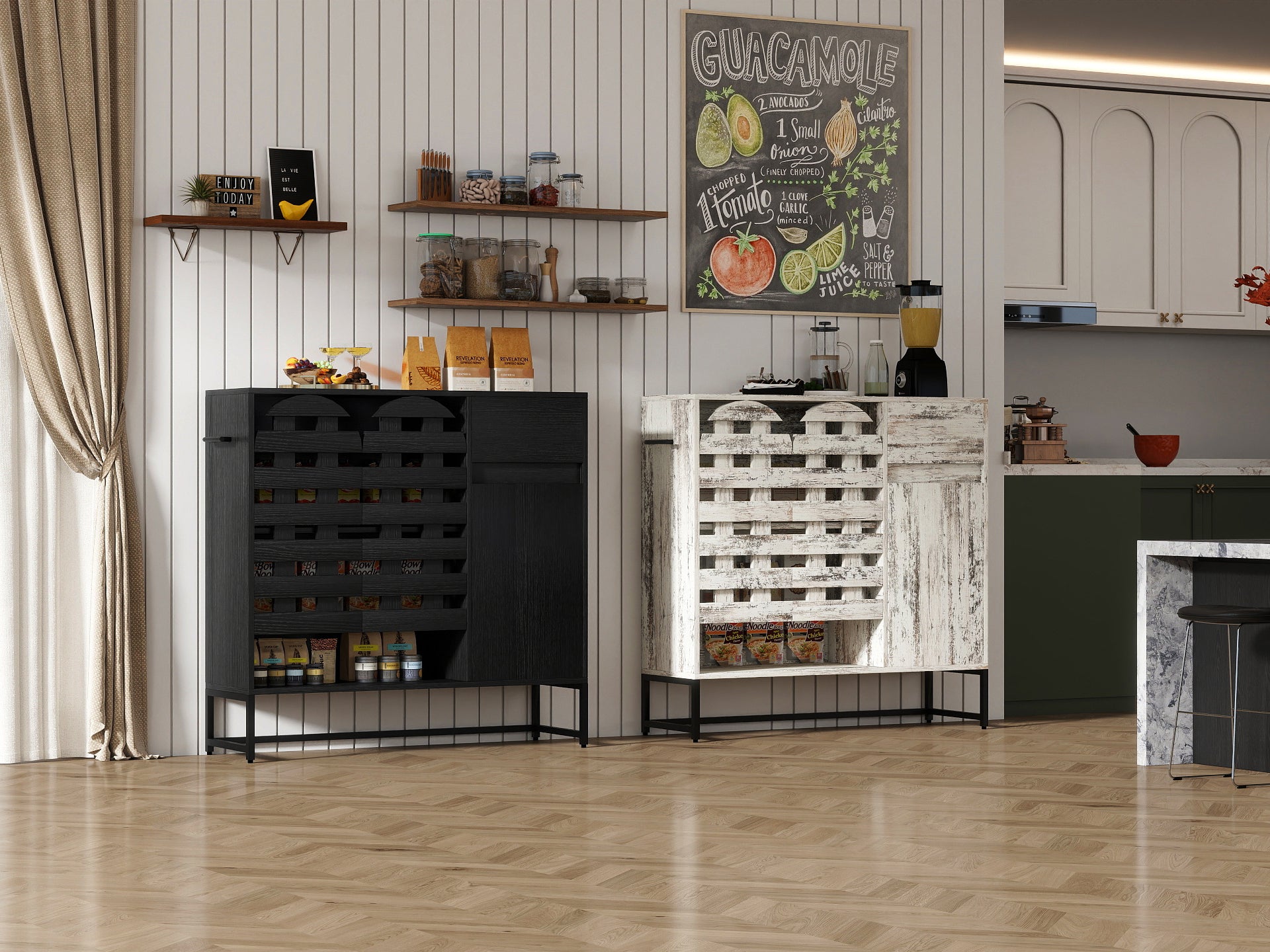 44.3" Farmhouse Sideboard Cabinet with Storage