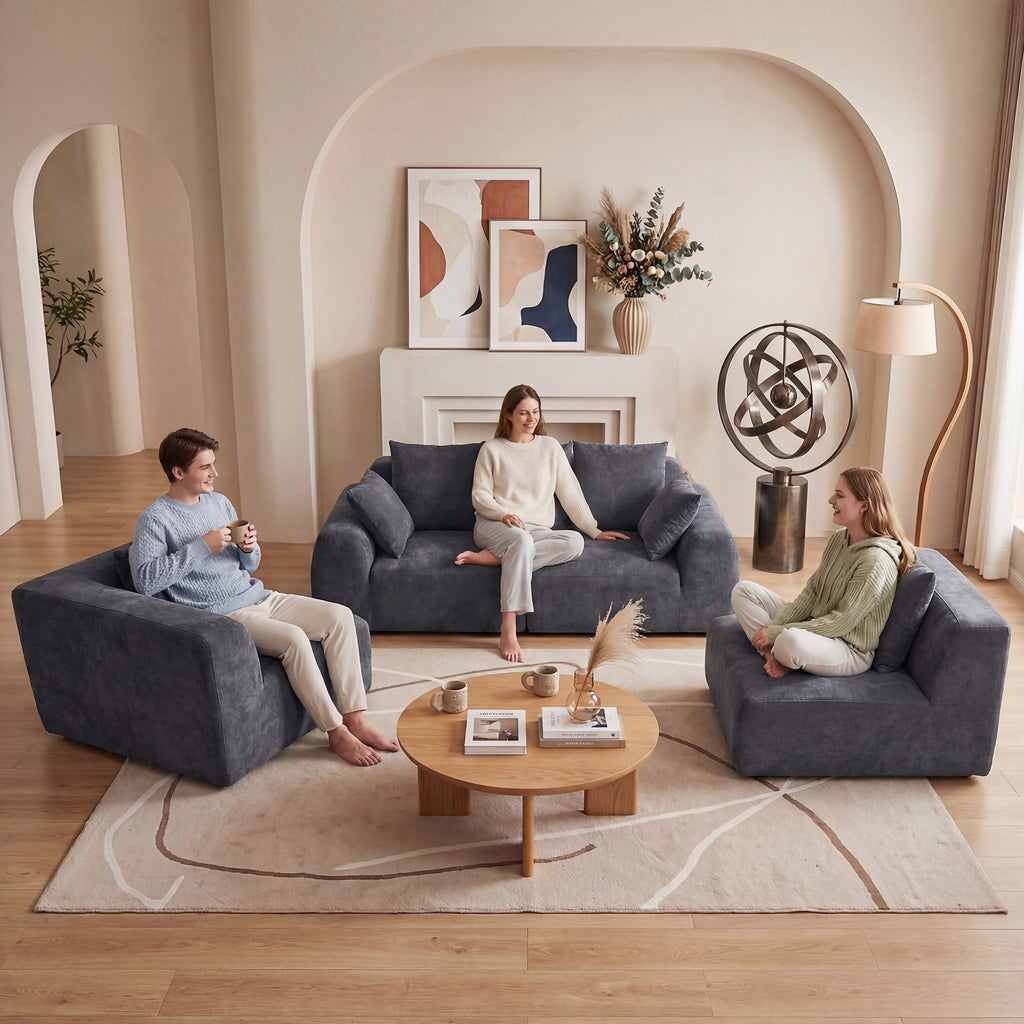 Oversized Cloud Velvet Curved Sectional Couch