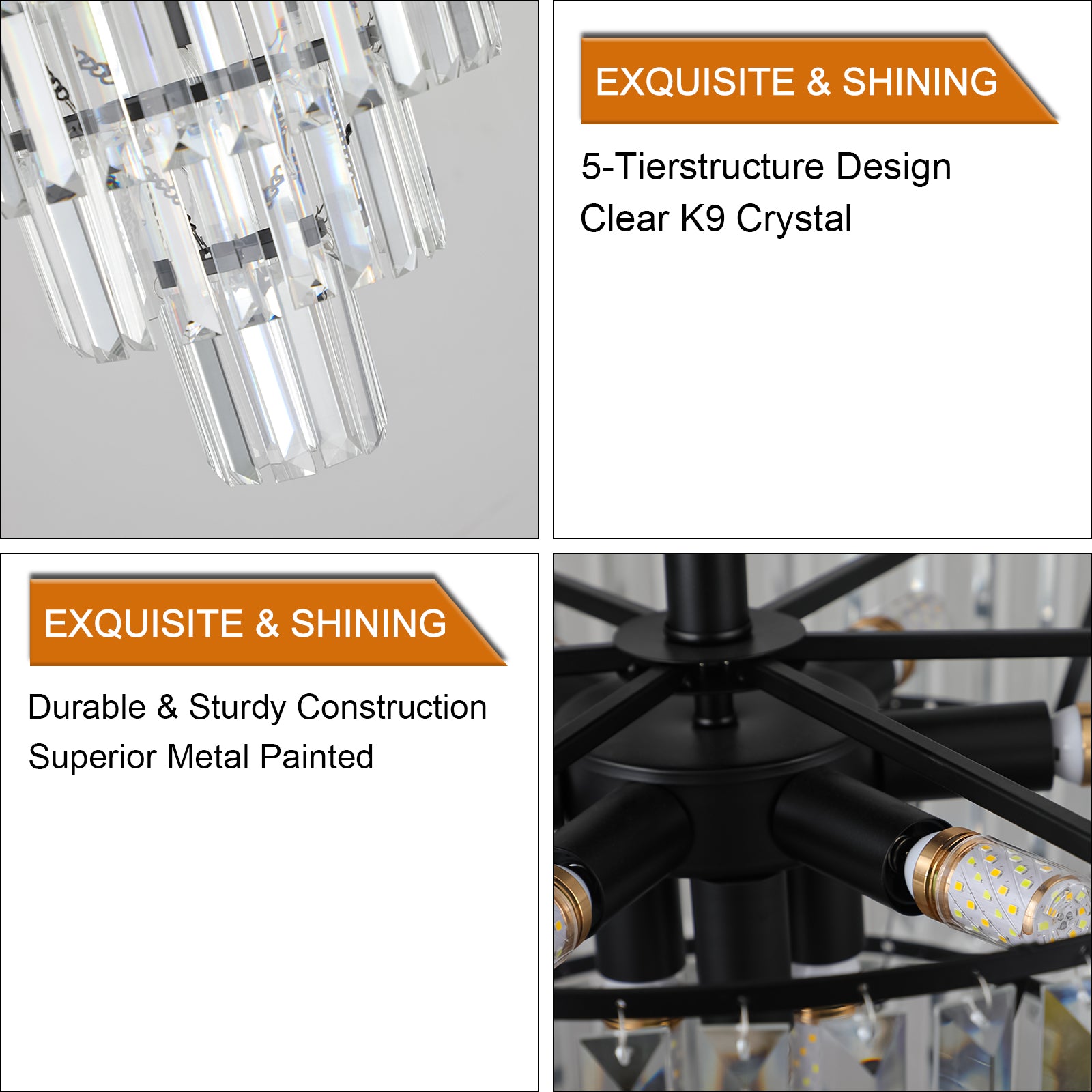 20" Black Crystal Chandelier
