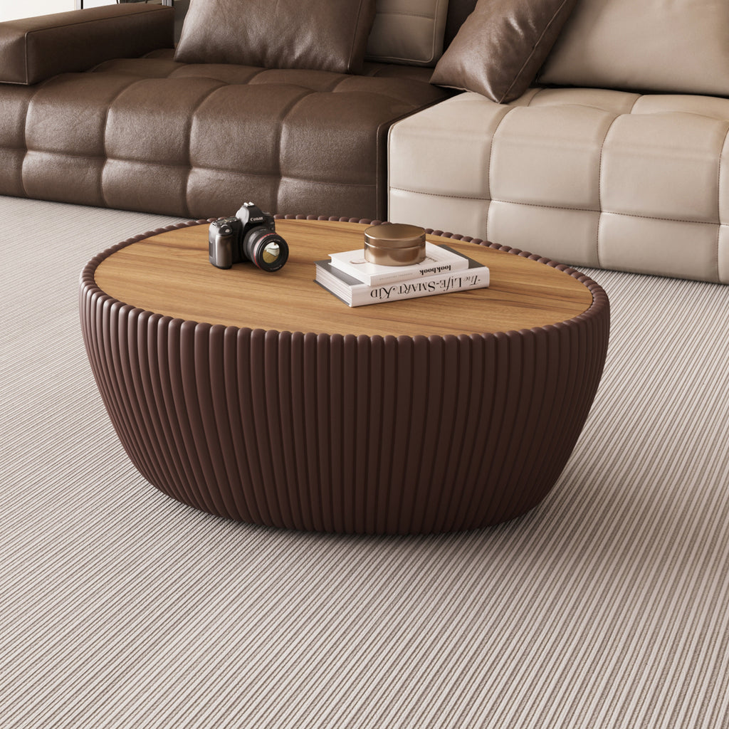 Coffee Color Sintered Stone Top Goose Egg Shaped Table