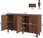 59.74" Modern Rustic Buffet Sideboard Cabinet