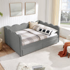 Full Size Cozy Gingham Daybed with Two Storage Drawers