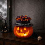 Halloween Pumpkin Candy Bowl with Witch Hat
