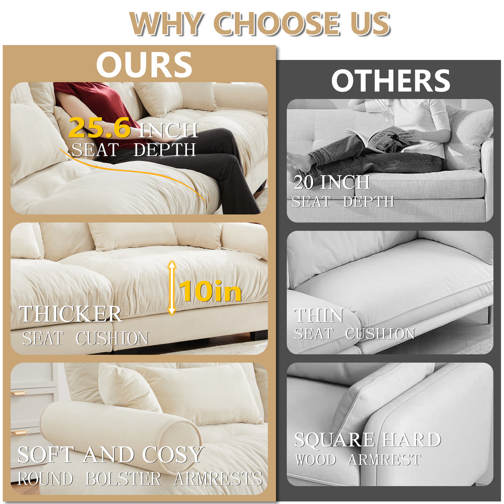 Over Size Modern Two-seater Sofa with Ottoman