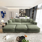 Plush Corduroy 4-Seat Sofa - Modern Comfy Upholstered Couch