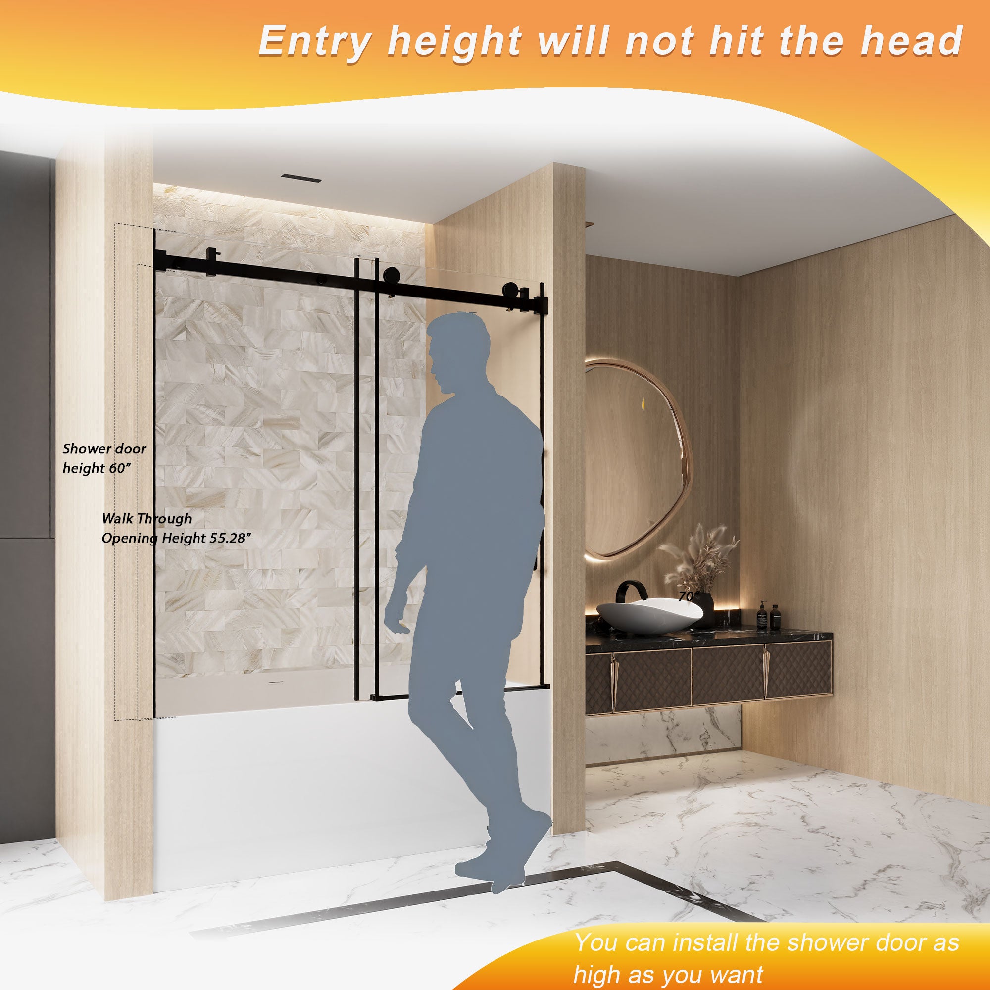 Frameless Single Sliding Shower Door